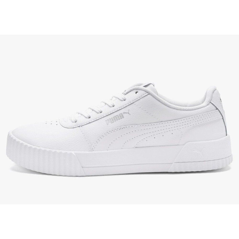 PUMA Women's Carina L Sneaker Solid White Leather 370325-02 Size 9
